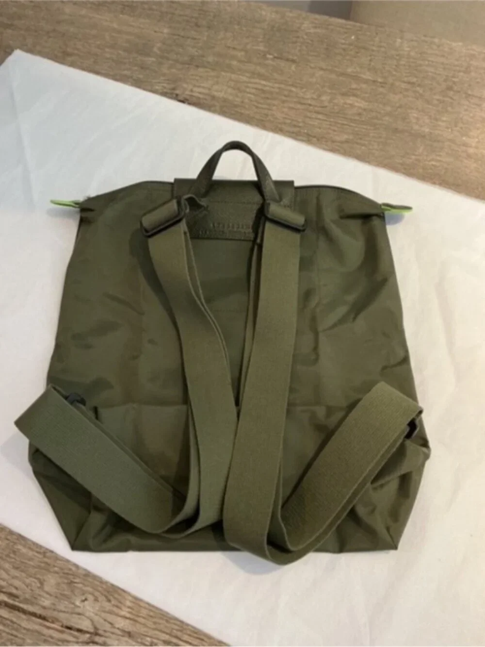 Longchamp Le Pilage Backpack, Size M, forest green